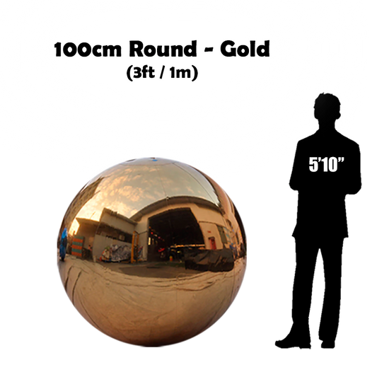 100cm Big gold ball beside 5'10 guy silhouette