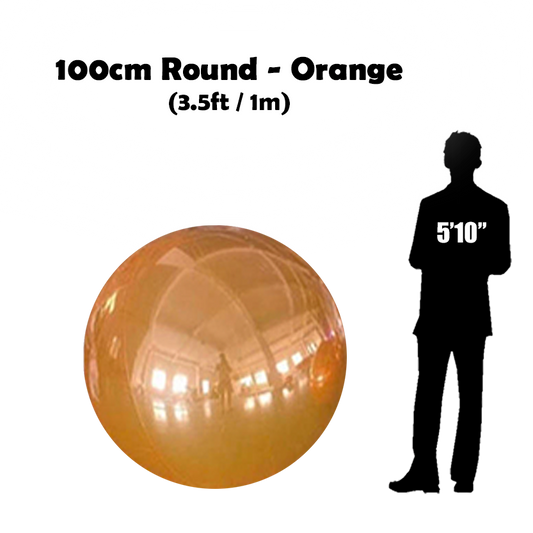 100 cm Big Orange ball beside 5'10 guy silhouette