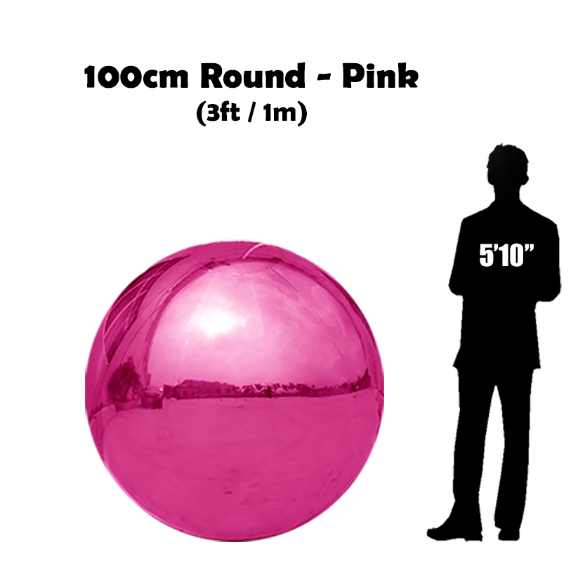 100 cm Big Pink ball beside 5'10 guy silhouette
