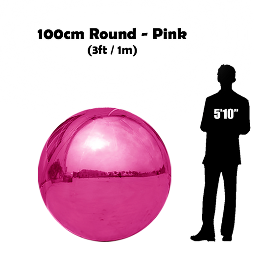 100 cm Big Pink ball beside 5'10 guy silhouette