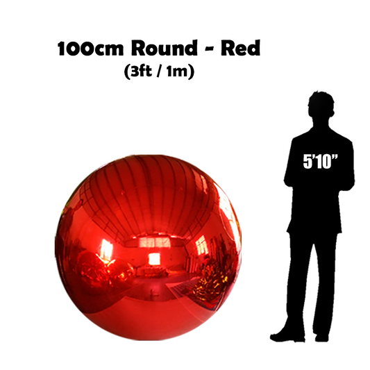 100cm Big red ball beside 5'10 guy silhouette