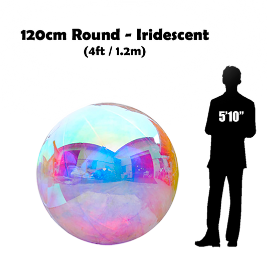 120cm Big iridescent ball beside 5'10 guy silhouette