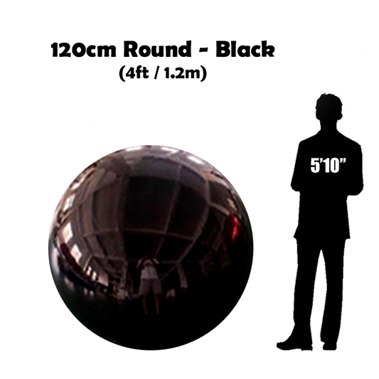 120 cm Big Black ball beside 5'10 guy silhouette
