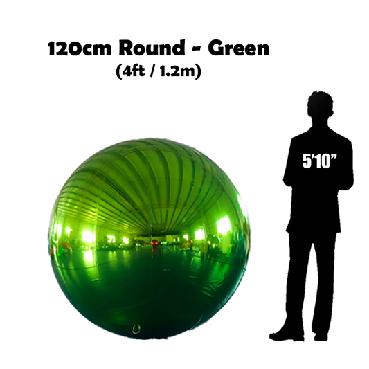 120cm Big Green ball beside 5'10 guy silhouette