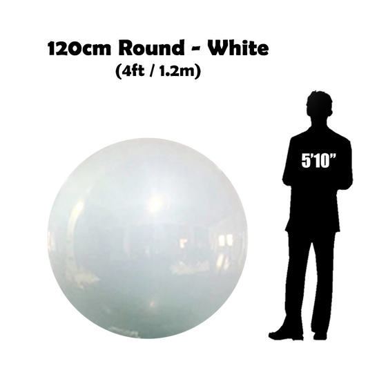 120 cm Big White ball beside 5'10 guy silhouette