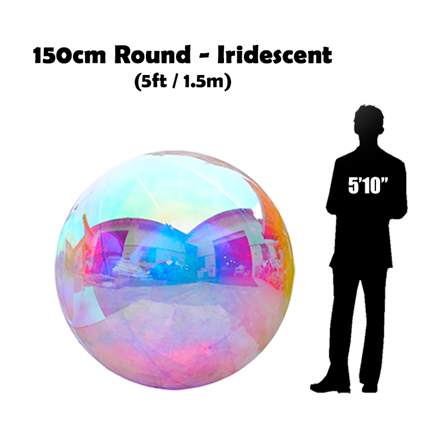 150cm Big iridescent ball beside 5'10 guy silhouette
