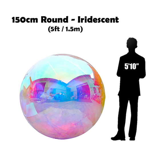 150cm Big iridescent ball beside 5'10 guy silhouette