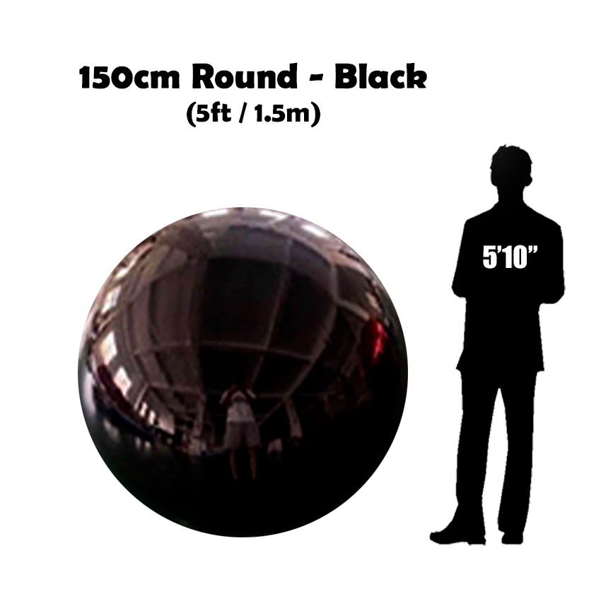 150 cm Big Black ball beside 5'10 guy silhouette