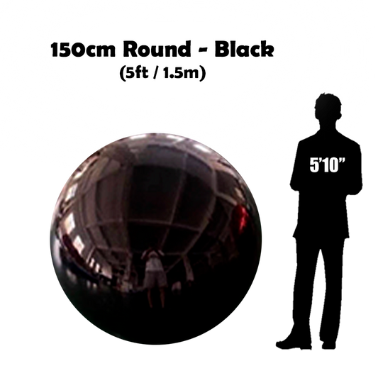 150 cm Big Black ball beside 5'10 guy silhouette