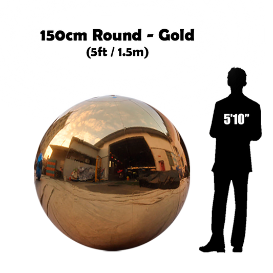 150cm Big silver ball beside 5'10 guy silhouette