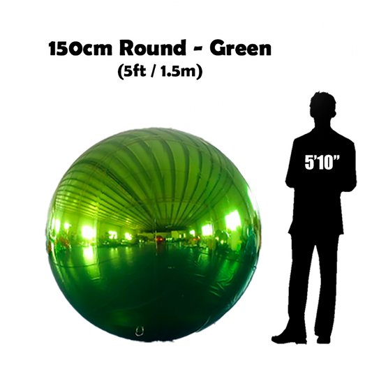 150cm Big Green ball beside 5'10 guy silhouette