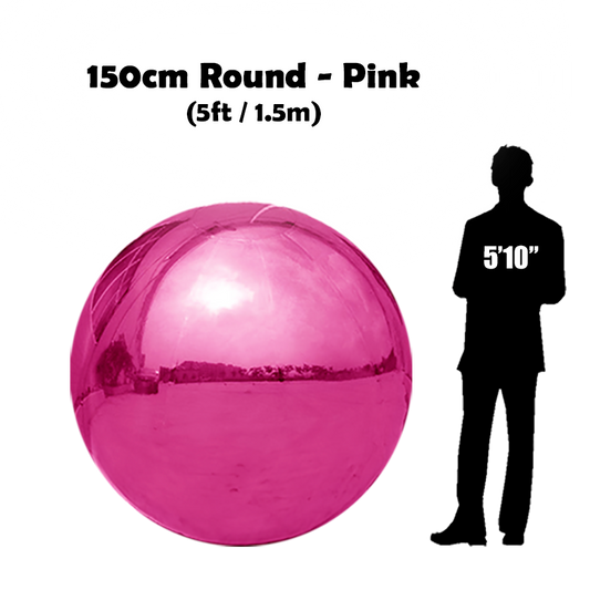 150 cm Big Pink ball beside 5'10 guy silhouette