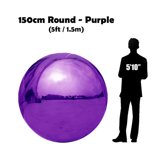 Inflatable Shiny Mirror Ball Sphere - Purple - 5ft / 150cm