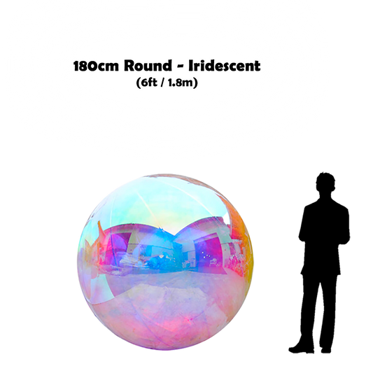 180cm Big iridescent ball beside 5'10 guy silhouette