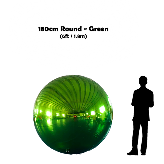 180cm Big Green ball beside 5'10 guy silhouette