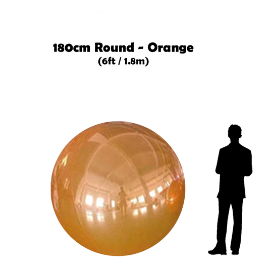 180 cm Big orange ball beside 5'10 guy silhouette