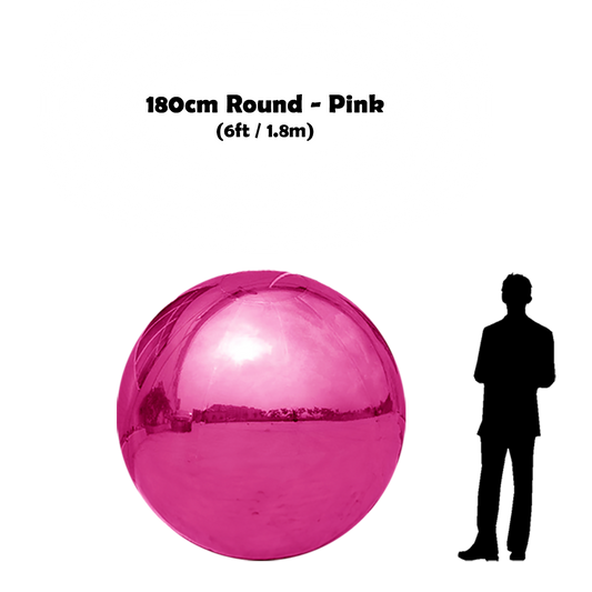 180 cm Big Pink ball beside 5'10 guy silhouette