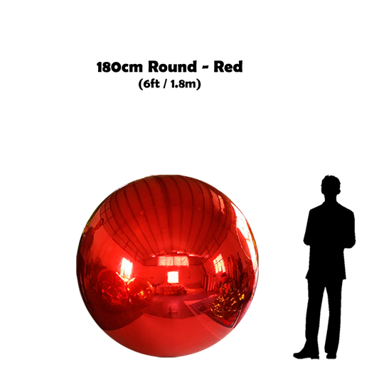 180cm Big red ball beside 5'10 guy silhouette