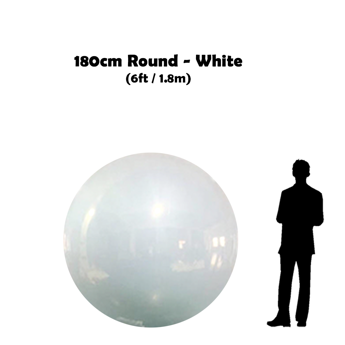 Buy Inflatable Shiny Mirror Ball Sphere - White - 6ft / 180cm