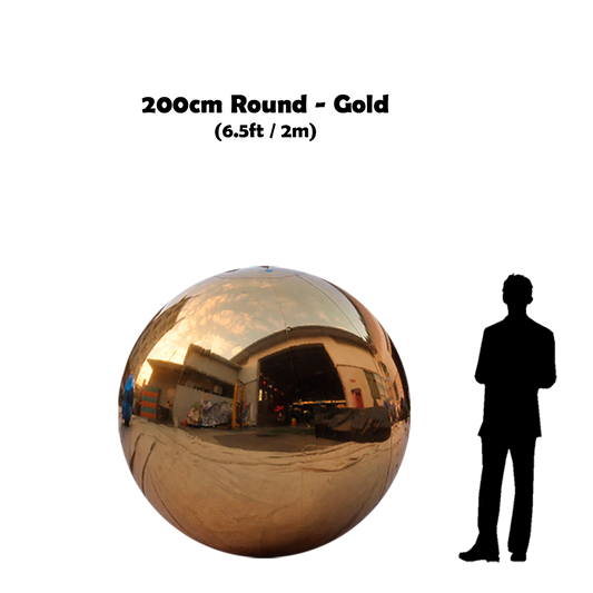 200cm Big gold ball beside 5'10 guy silhouette