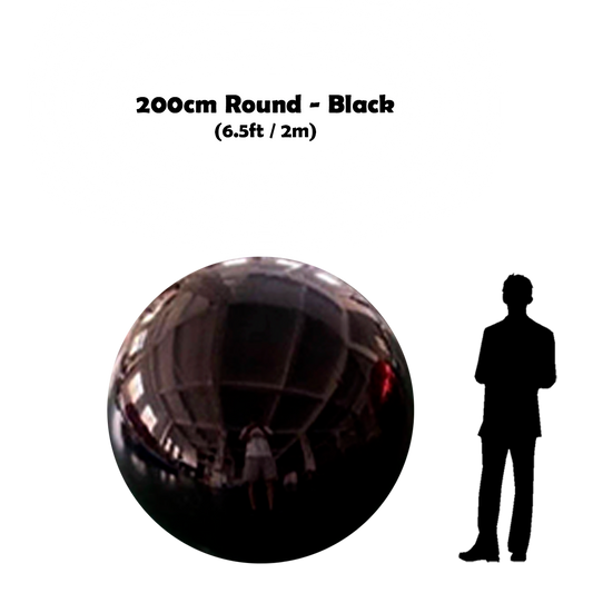 200 cm Big Black ball beside 5'10 guy silhouette