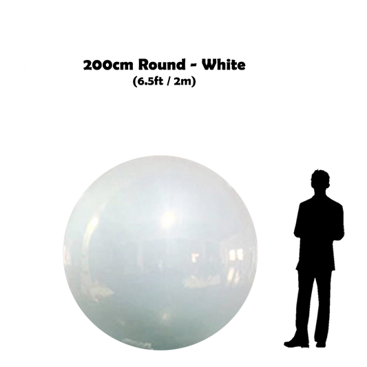 200  cm Big White ball beside 5'10 guy silhouette