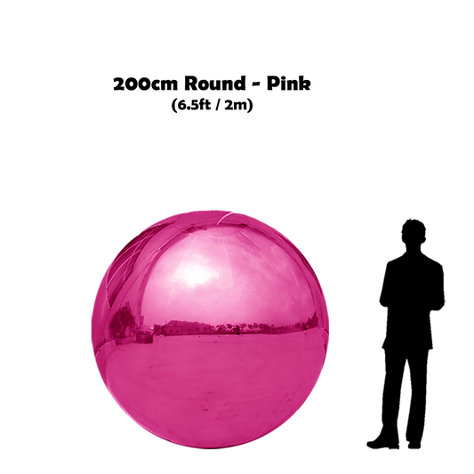 200 cm Big Pink ball beside 5'10 guy silhouette