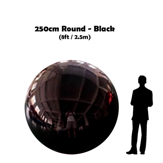 250 cm Big Black ball beside 5'10 guy silhouette