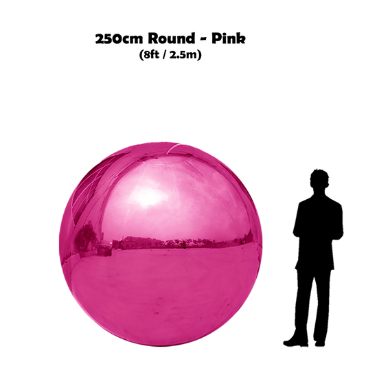 250 cm Big Pink ball beside 5'10 guy silhouette