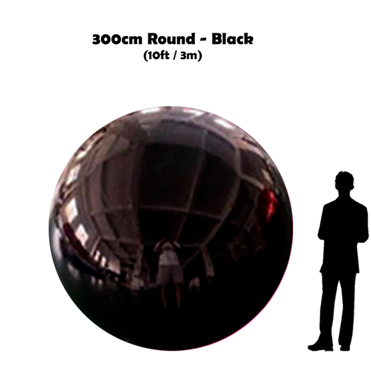 300cm Big Black ball beside 5'10 guy silhouette