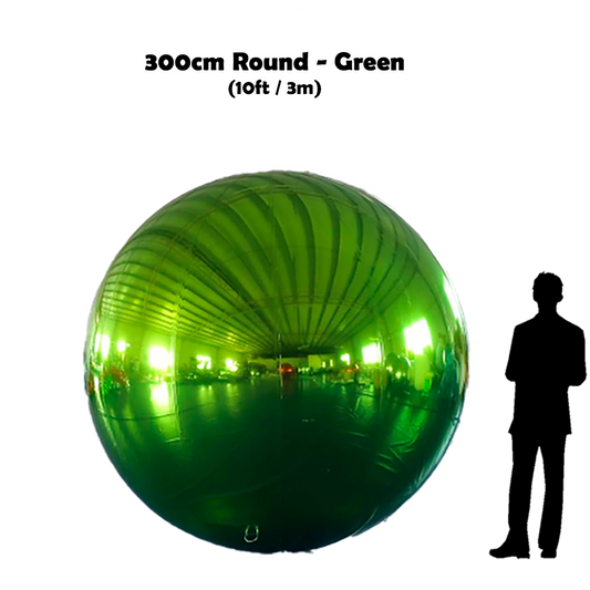 300cm Big Green ball beside 5'10 guy silhouette