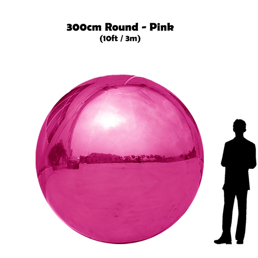 300 cm Big Pink ball beside 5'10 guy silhouette