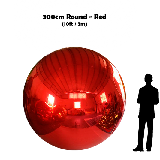 300cm Big red ball beside 5'10 guy silhouette