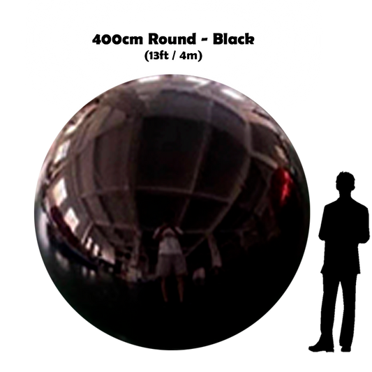 400cm Big Black ball beside 5'10 guy silhouette