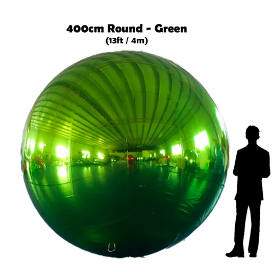 400cm Big Green ball beside 5'10 guy silhouette