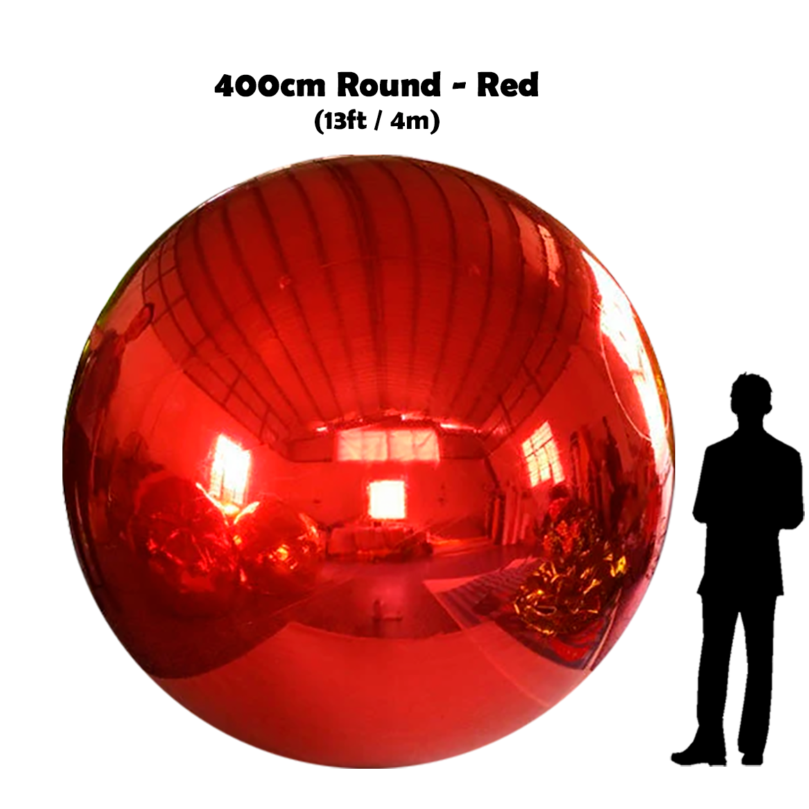 400cm Big red ball beside 5'10 guy silhouette