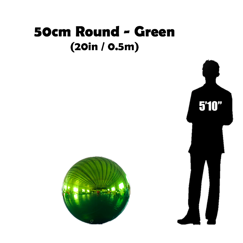 250cm Big Green ball beside 5'10 guy silhouette