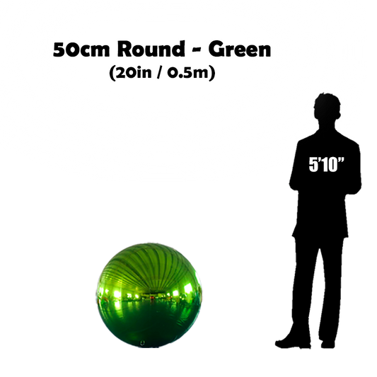 250cm Big Green ball beside 5'10 guy silhouette