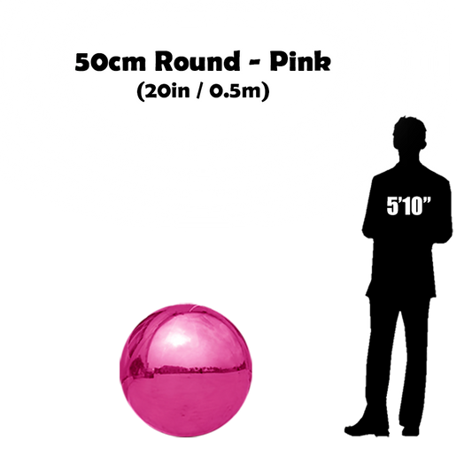 50 cm Big Pink ball beside 5'10 guy silhouette