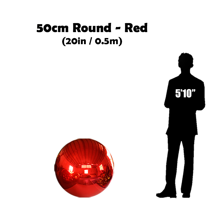 50cm Big red ball beside 5'10 guy silhouette