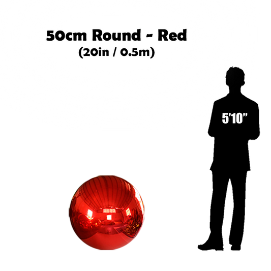 50cm Big red ball beside 5'10 guy silhouette