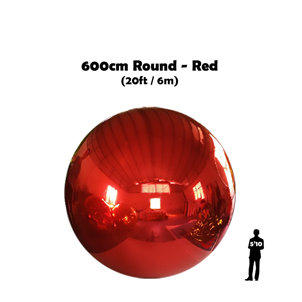 20 feet red shiny round ball