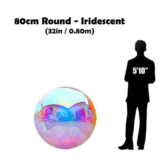 80cm Big iridescent ball beside 5'10 guy silhouette
