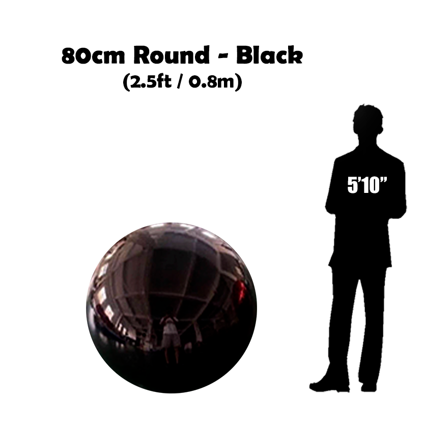 80 cm Big Black ball beside 5'10 guy silhouette