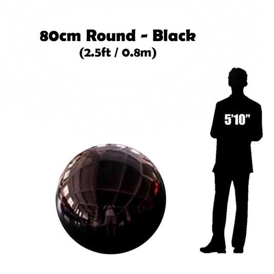 80 cm Big Black ball beside 5'10 guy silhouette