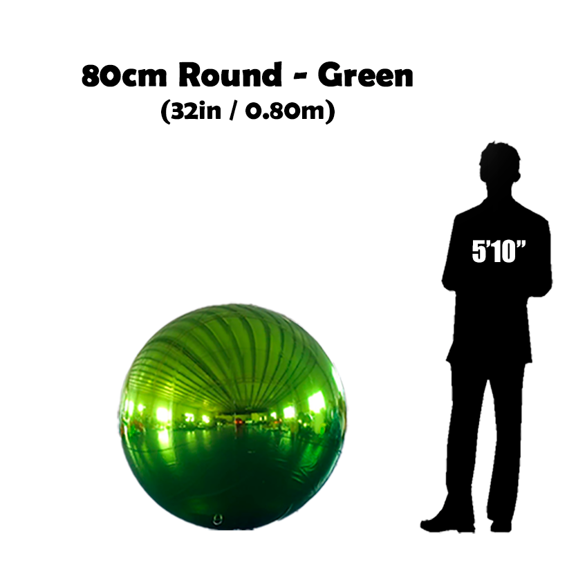 80cm Big Green ball beside 5'10 guy silhouette