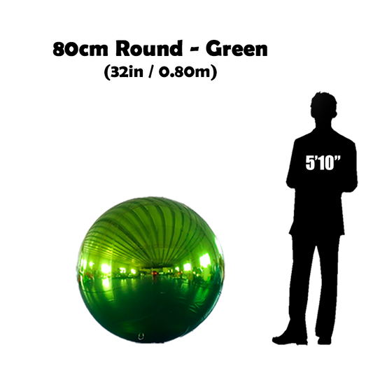 80cm Big Green ball beside 5'10 guy silhouette