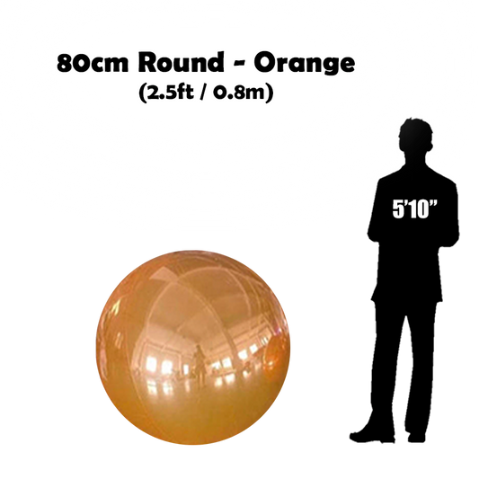 80 cm Big Orange ball beside 5'10 guy silhouette