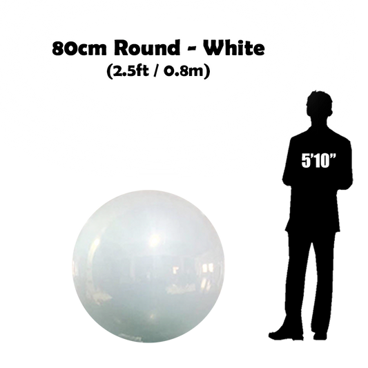 80 cm Big White ball beside 5'10 guy silhouette