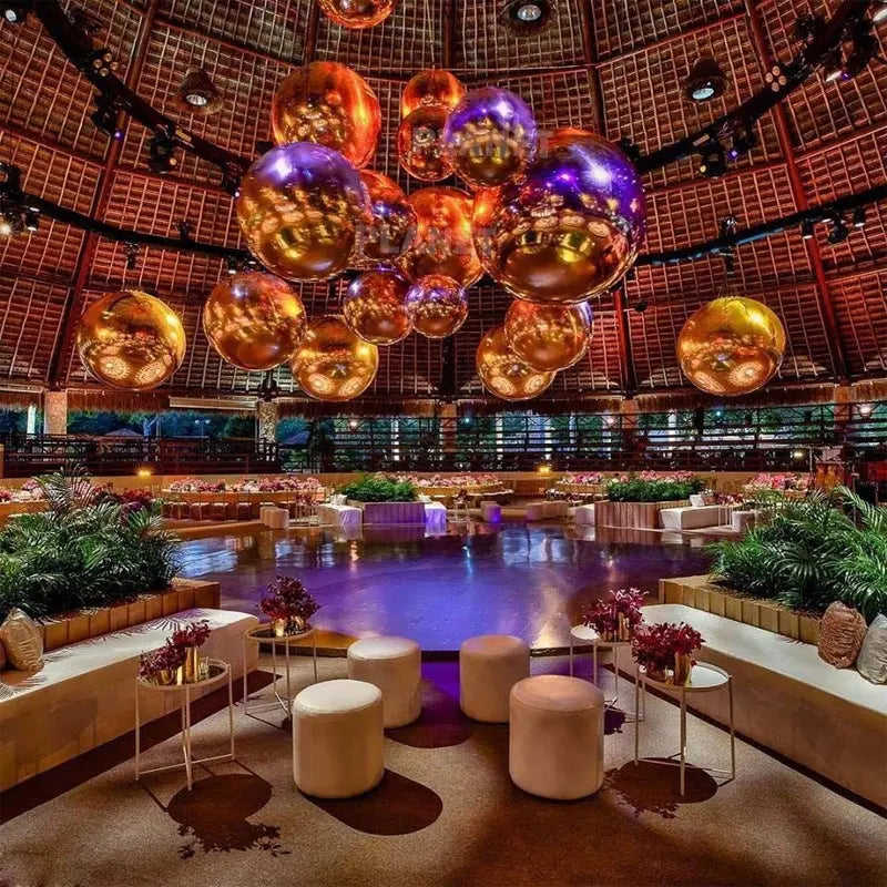 Gold shiny ball 20 feet ceiling